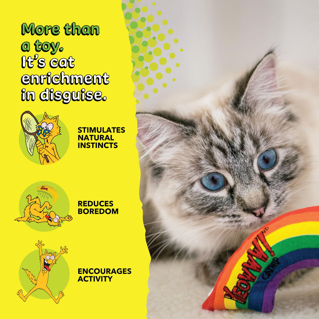 Yeowww! Catnip Rainbow Toy for Cats - Colorful Arch Shape - Durable Cotton Twill - Made in the USA - Stuffed with Organically Grown Catnip