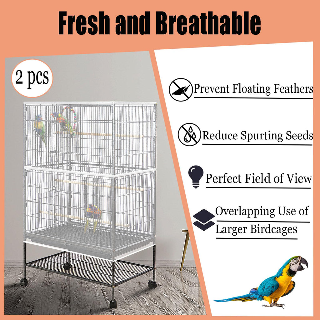 SYOOY Bird Cage Seed Catcher,Large Birdcage Net Cover,Bird Cage Accessories for Parrot Parakeet Cockatiels Conures Macaw African Round Square Cages(118 * 31inch)