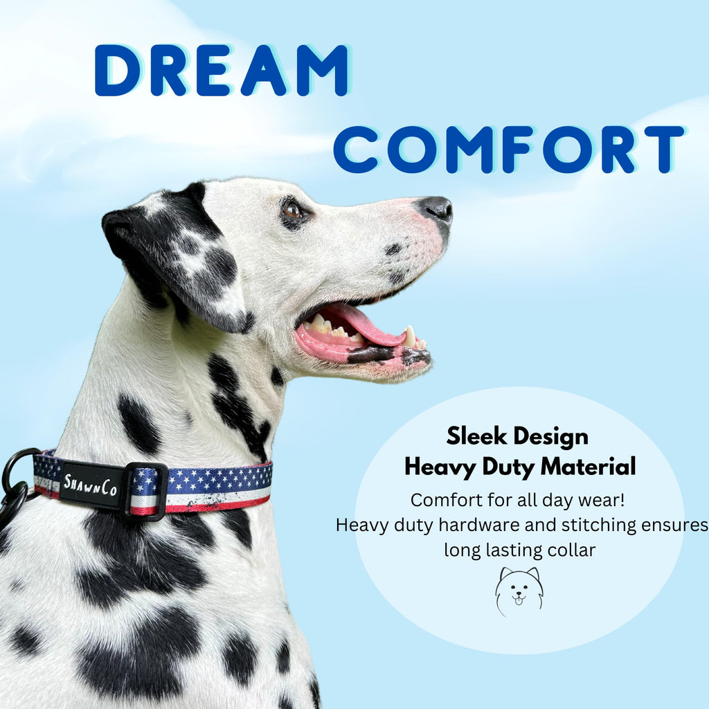 ShawnCo Dream Walk Dog Collar- Premium, Adjustable and Comfortable Pet Collar for Small, Medium, Large and Extra Large Dogs (XL, Mustang Red)