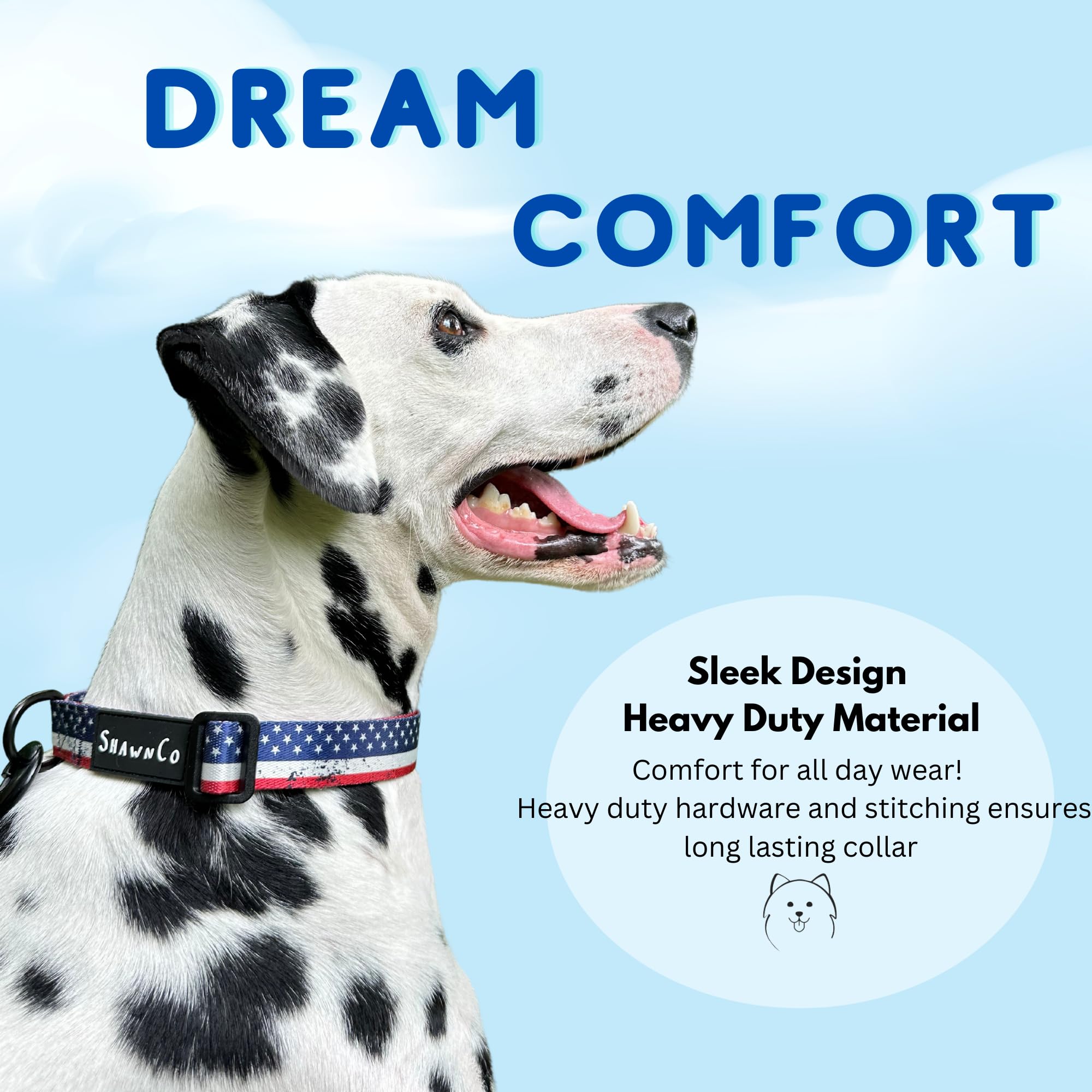 ShawnCo Dream Walk Dog Collar- Premium, Adjustable and Comfortable Pet Collar for Small, Medium, Large and Extra Large Dogs (XL, Mustang Red)