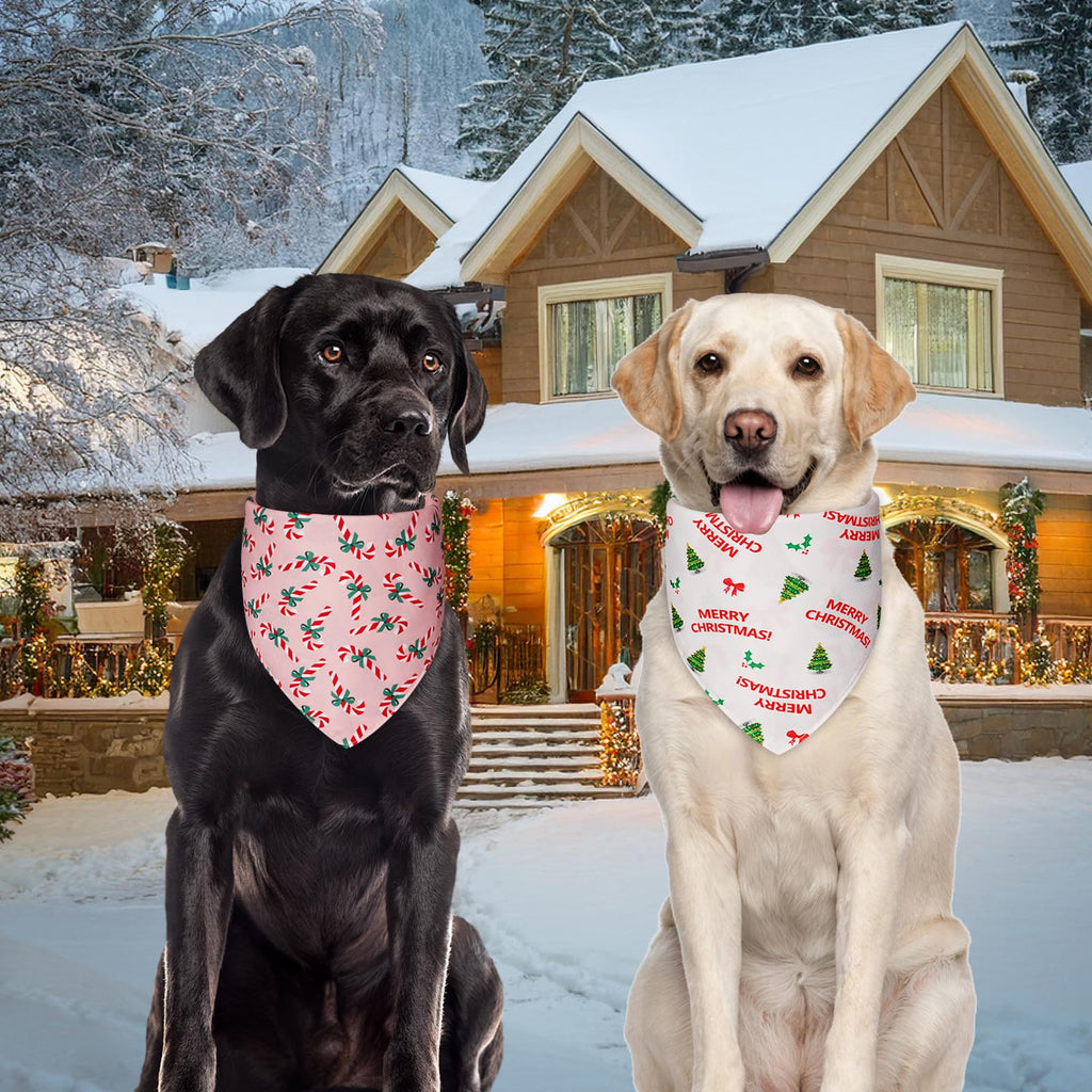 Agroon Cute Christmas Dog Bandanas Small 2PCS, Holiday Scarf for Boy Girl