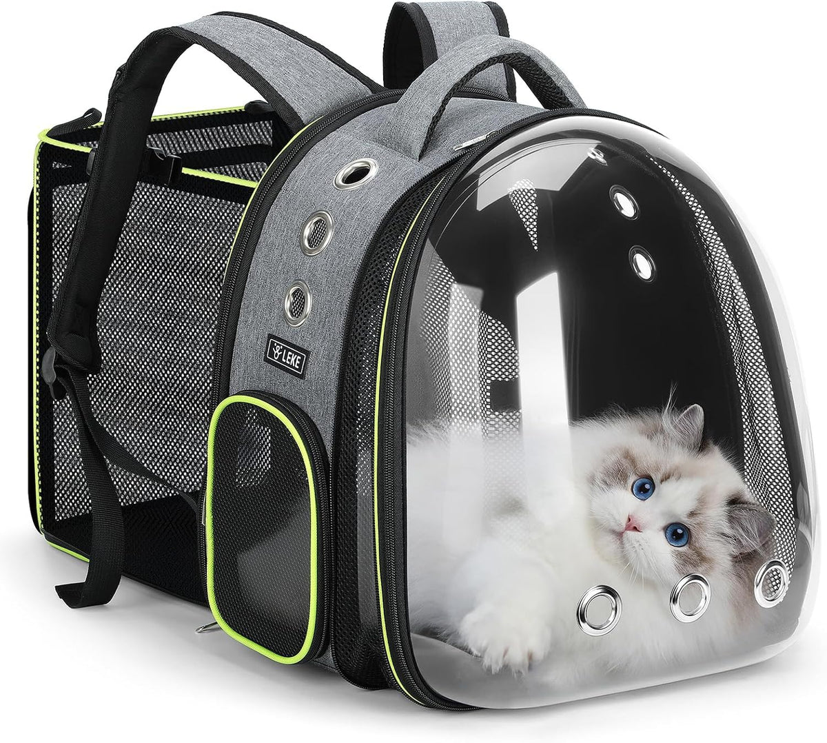 Lekereise Expandable Cat Backpack Carrier for Cats and Small Dogs up to 18 lbs, Widened Interior with 30% More Bottom Space, Rear Expansion up to 80% More Space (Deep Black, S– Comfort)