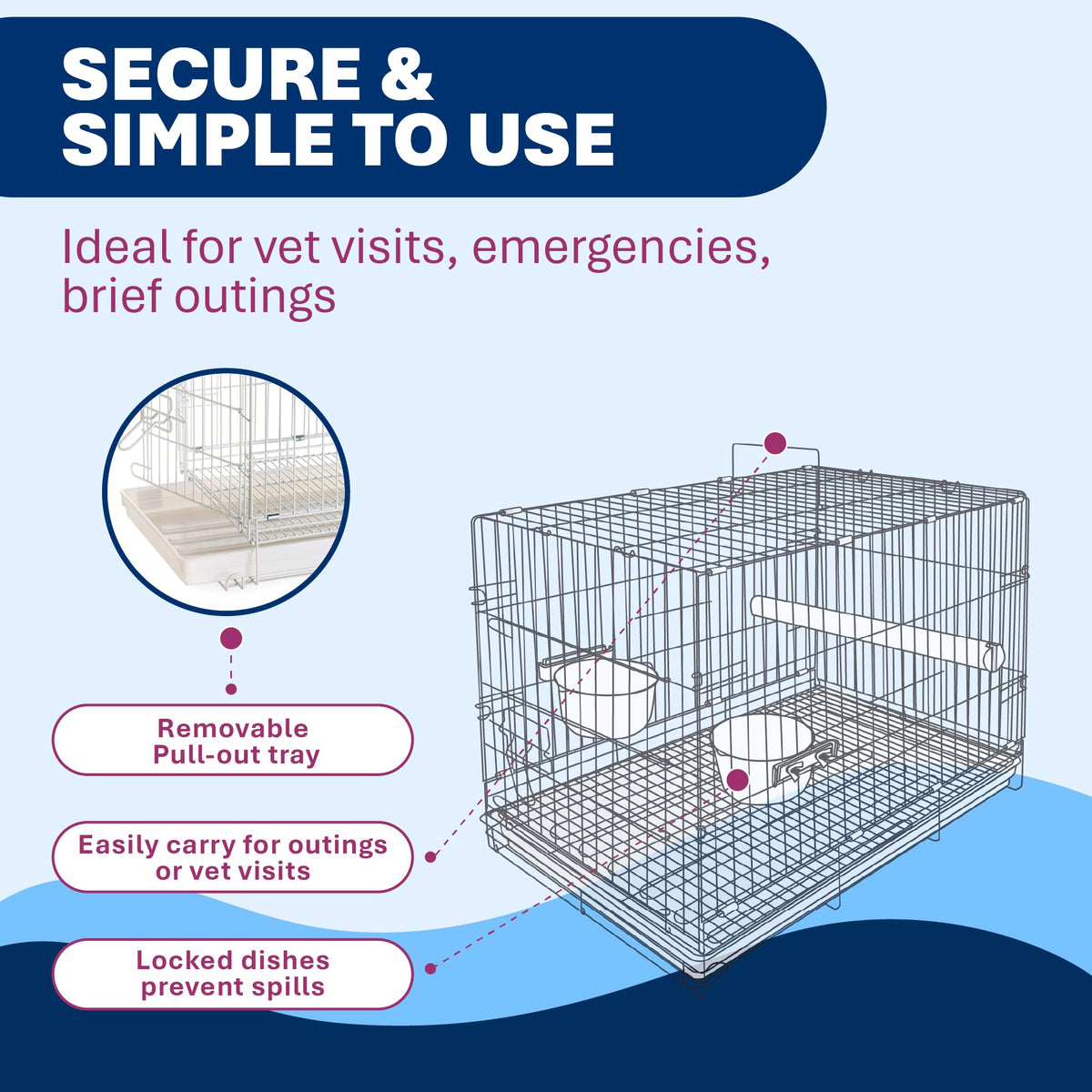 Prevue Hendryx Travel Bird Cage Short Term Travel Cage - White
