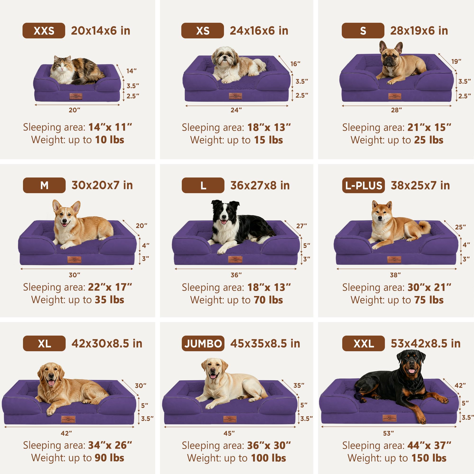 Comfort Expression Waterproof Orthopedic Dog Beds for Extra Large Dog