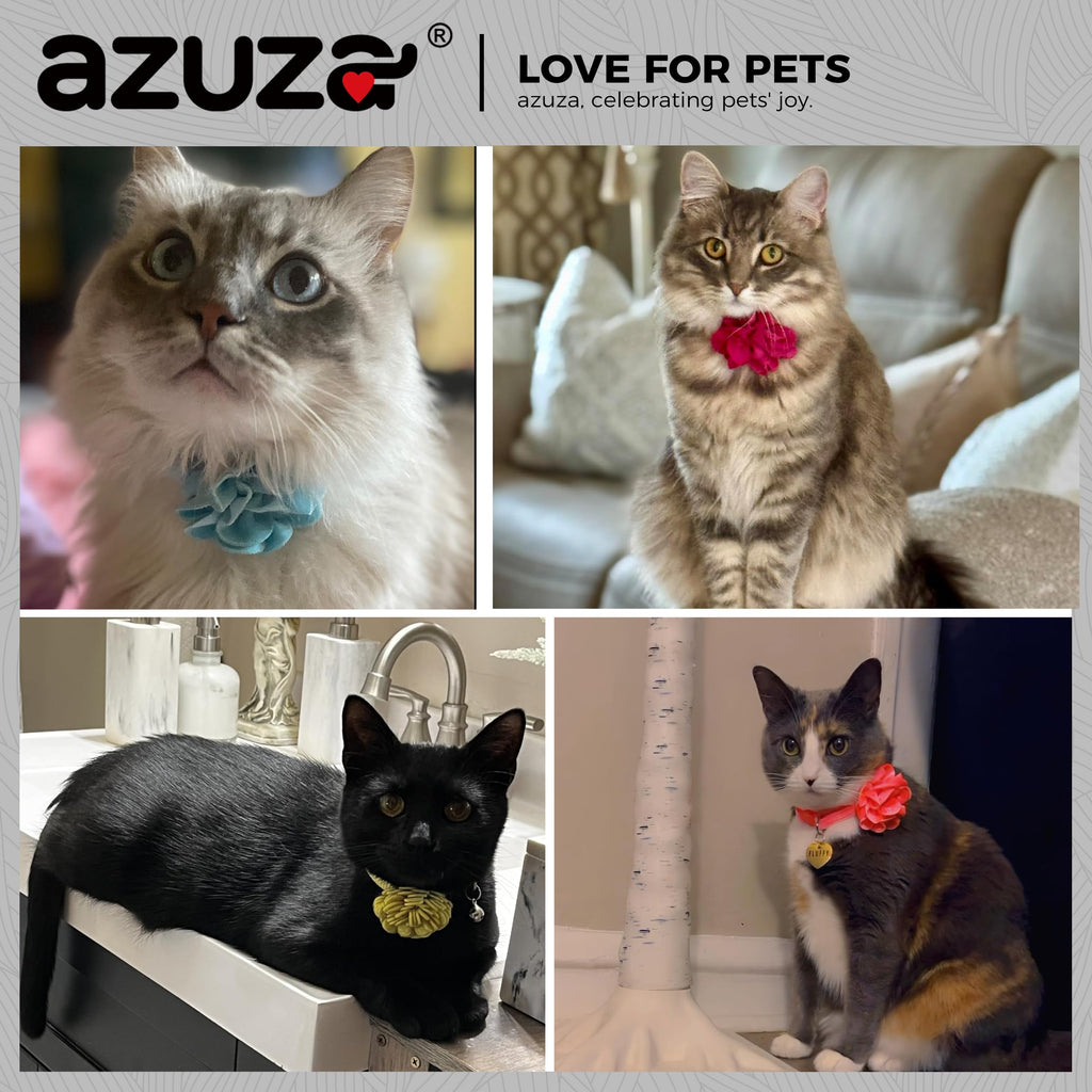 azuza 2 Pack Breakaway Cat Collars with Bells, Velvet Floral Cat Collar