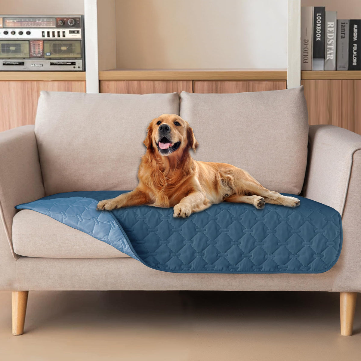 gogobunny Waterproof Loveseat Cover, Reversible Dog Cat Blanket for Couch