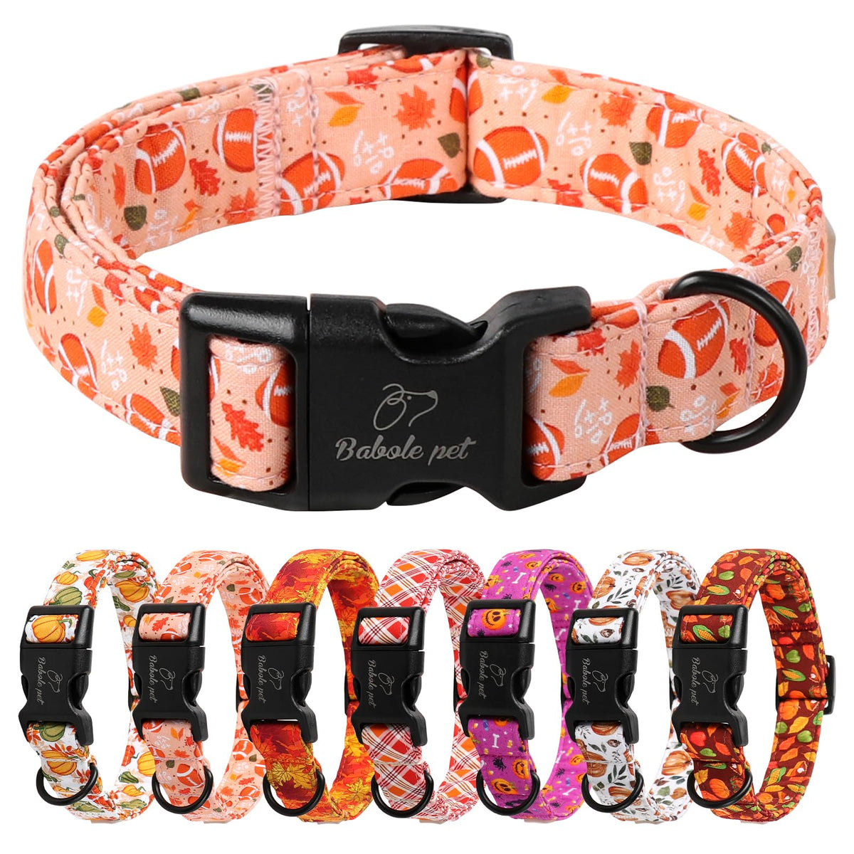 Babole Pet Nylon Dog Collar - Adjustable Orange Soft Webbing Dog Collars for Small Medium Large Dogs Boy Girl Puppy Collar with Safety Metal Buckle XS