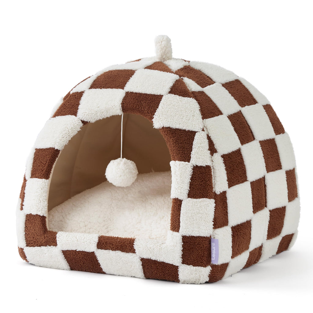 Lesure 2in1 Cute Cat House for Kitten with Washable Cushioned Pillow,17.3in