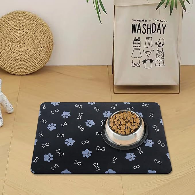 Pet Cat Dog Food Mat Non Slip Mat for Dog Water Bowl Mat Quick Dry Absorbent Cat Feeding Mat, 32 * 17 in