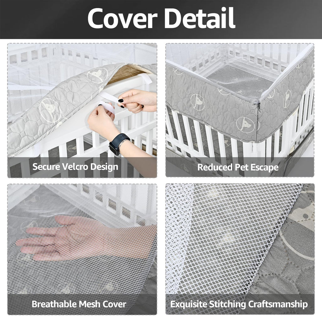 PJYuCien Playpen Cover and Bottom Pad for 36'' Width 4 Panel Pen, Gray