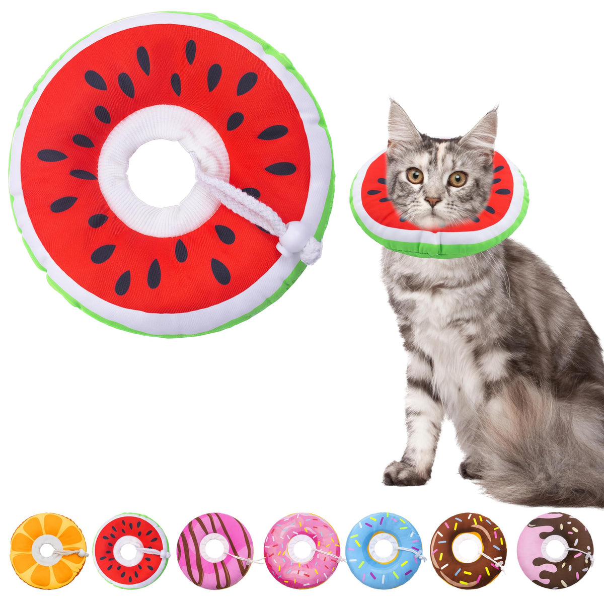 Seyezo Cat Cone Collar Soft, Adjustable Cat Recovery Cone, Orange, Small