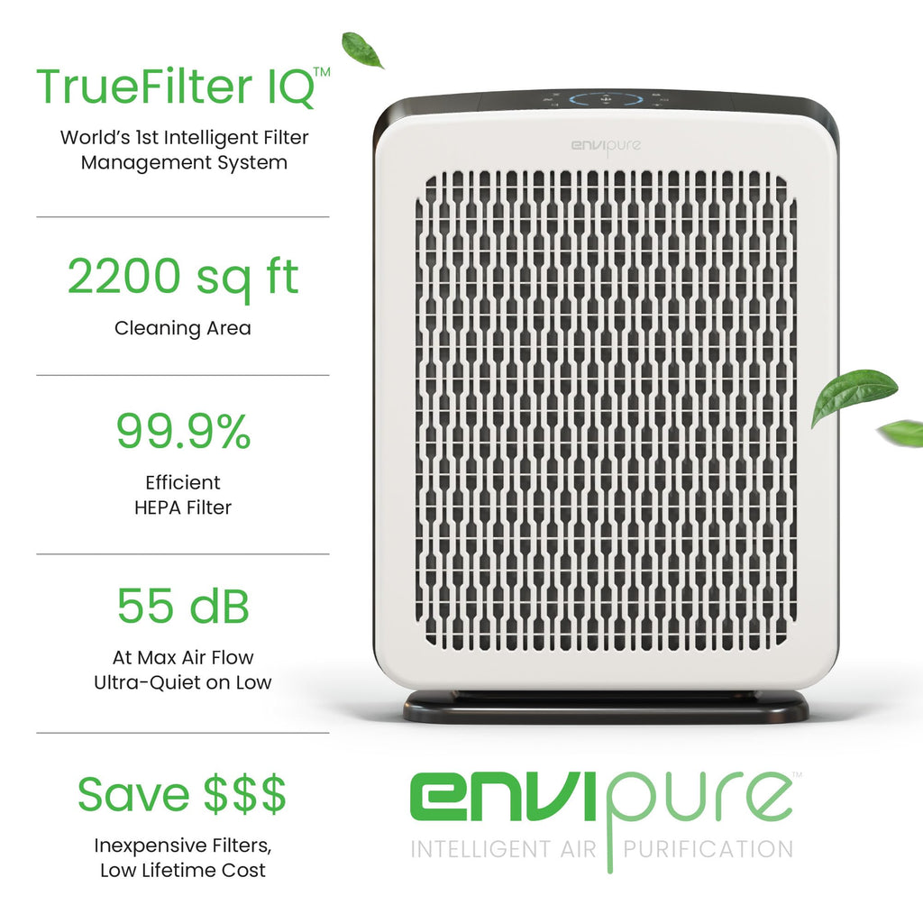 EP-300 EnviPure HEPA Air Purifier – Large Room Air Purifier Covers Up to 2200 Sq Ft, Removes Pollen, Dust, Smoke, Pet Hair, Odors & More - Real Time Smart TrueFilter IQ™ HEPA Filter Life Monitoring