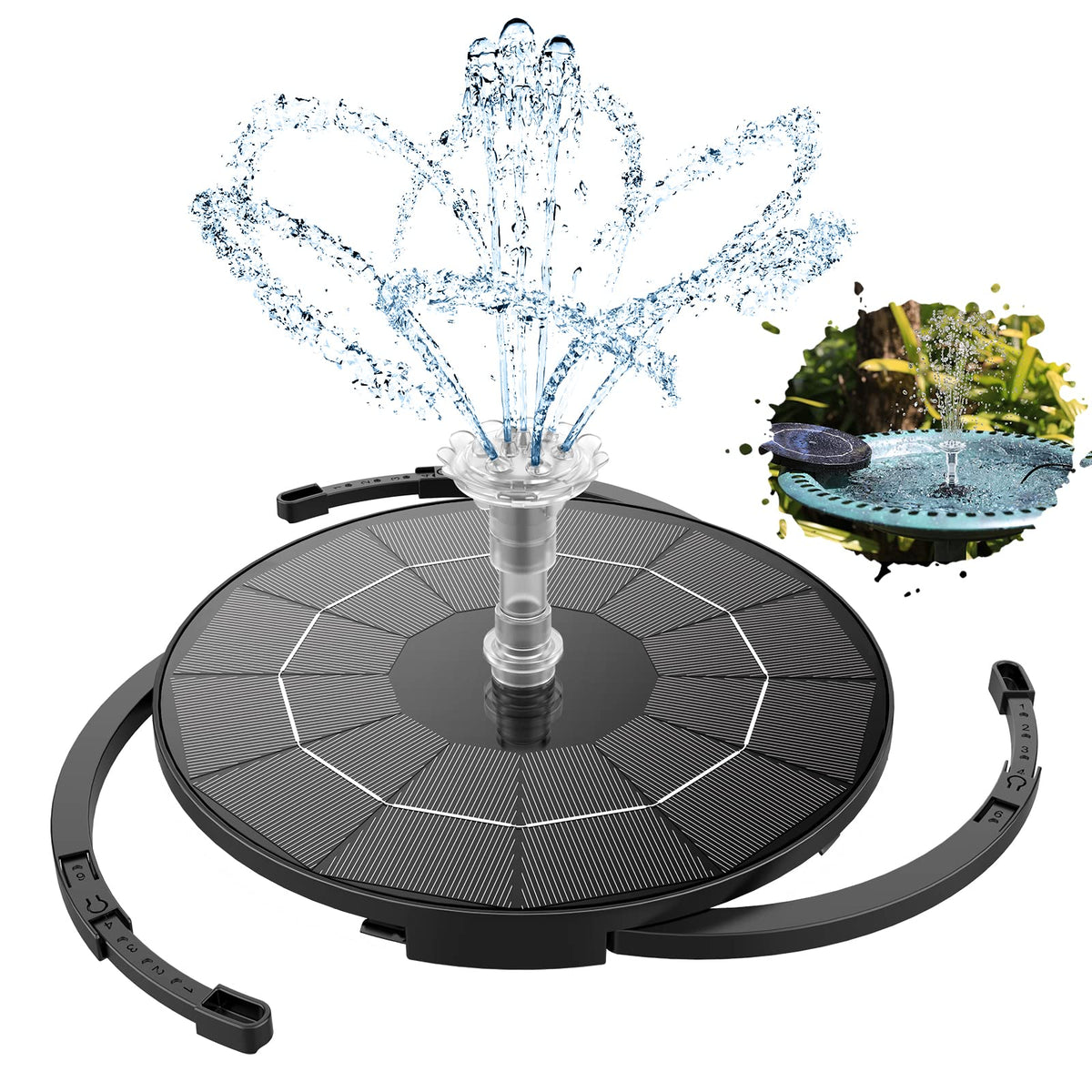 AISITIN 3.5W Solar Fountain Pump for Bird Bath Separated Design & 8 Nozzles