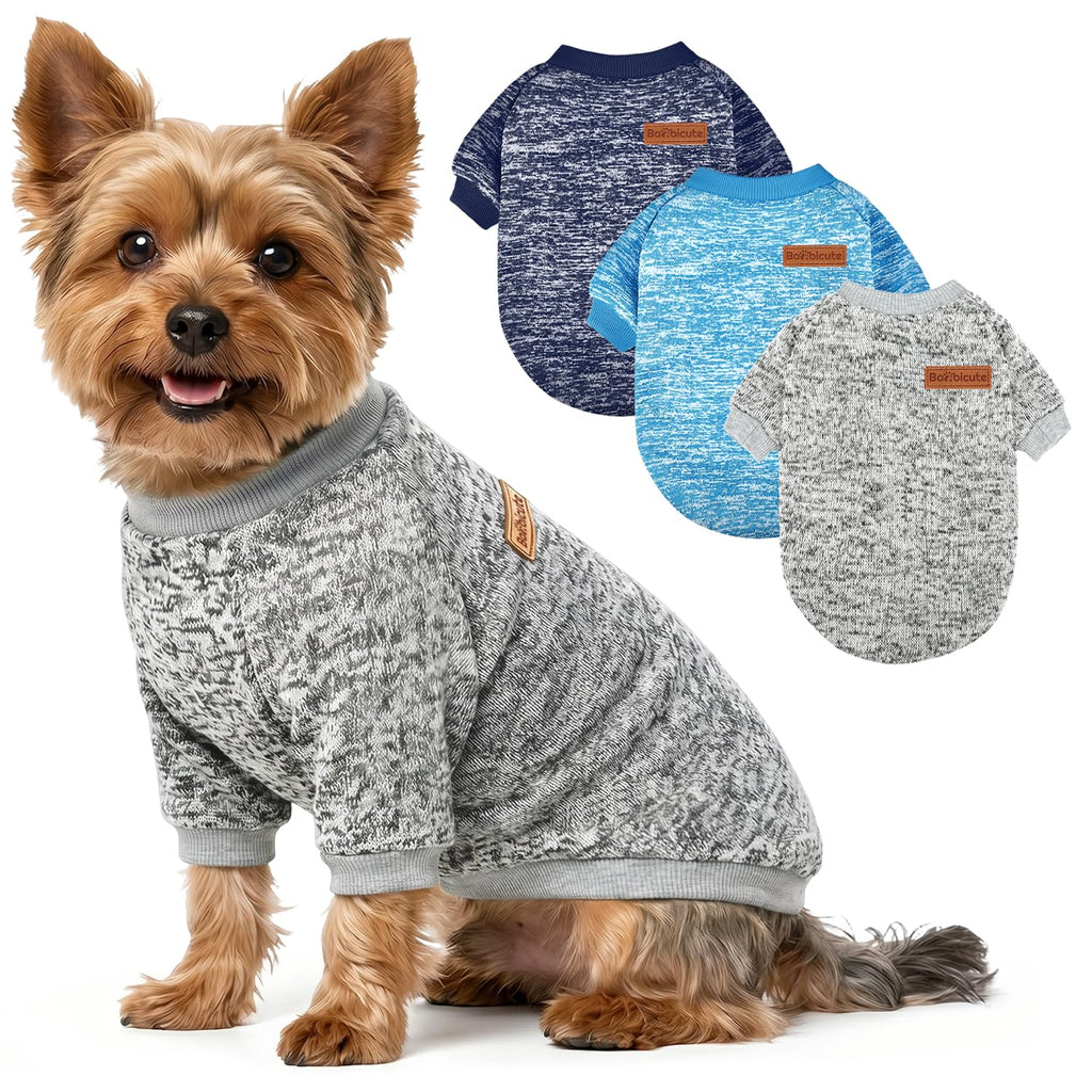 3 Pack Dog Sweaters for Small Dogs Girl Boy Winter Fleece Clothes Warm Soft Dog Sweatshirt Outfit for Dogs Cats Pet Apparel