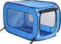 Beatrice Home Fashions Portable, Collapsible, Pop Up Kennel Travel Cat and Dog Crate, 36" L x 22" W x 22" H, Blue