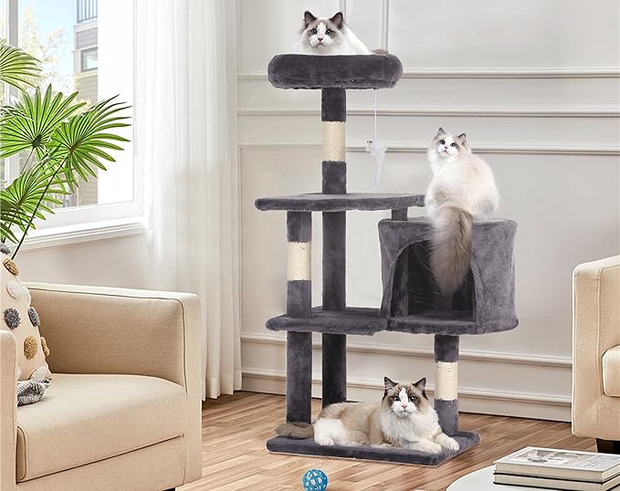 Cat Tree Tower, 36" Small Cat Tower for Indoor Cats with Scratching Post, Bed, Condo, Hang Ball, Multi-Level Cat Trees Cat Furniture Activity Center