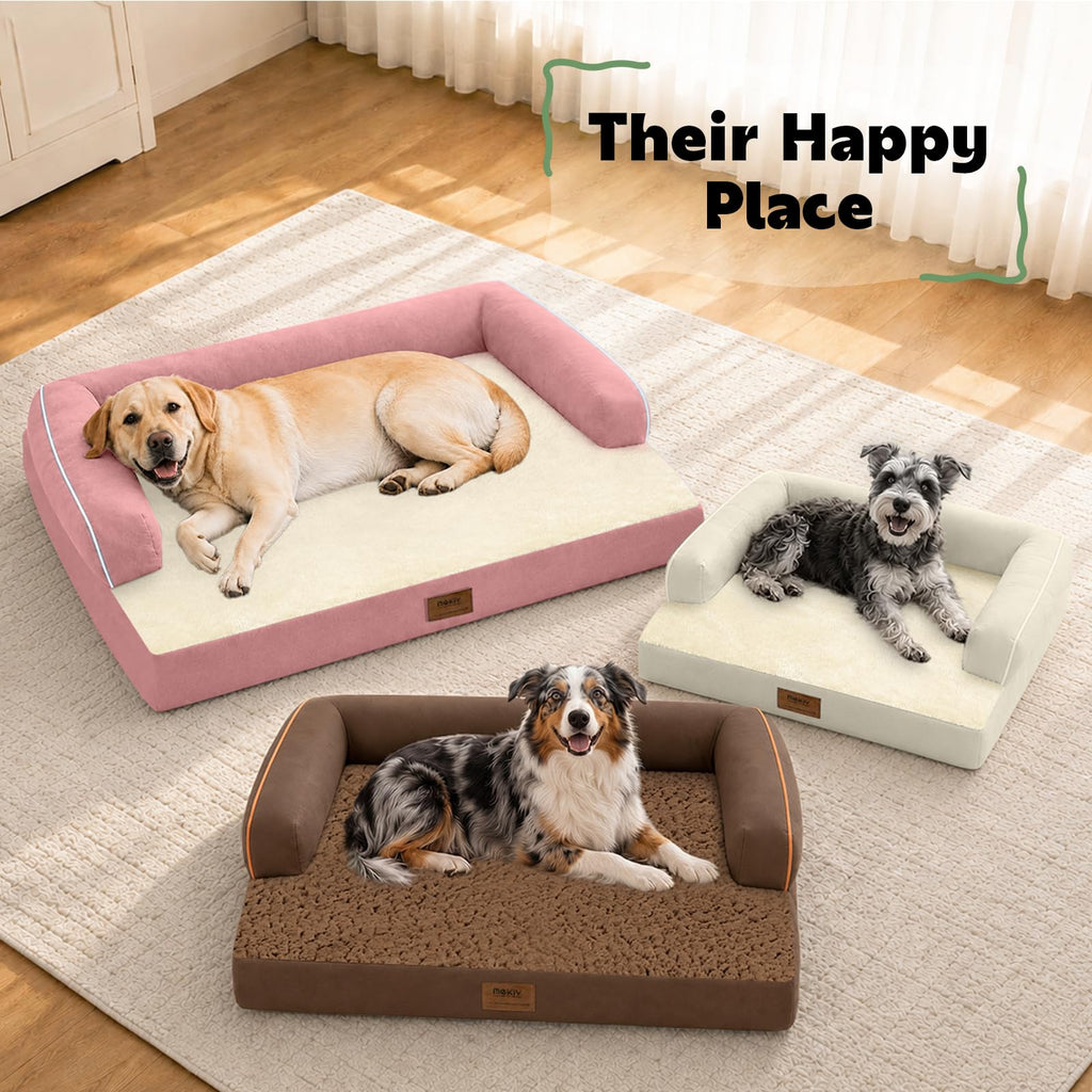 MEKIY Orthopedic Waterproof Jumbo Dog Bed with Bolster for Extra Large Dogs