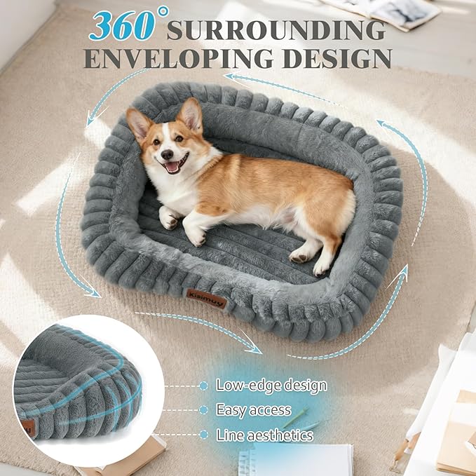 KISIMUY Orthopedic Dog Bed, Memory Foam Bolster Bed for Small Dogs