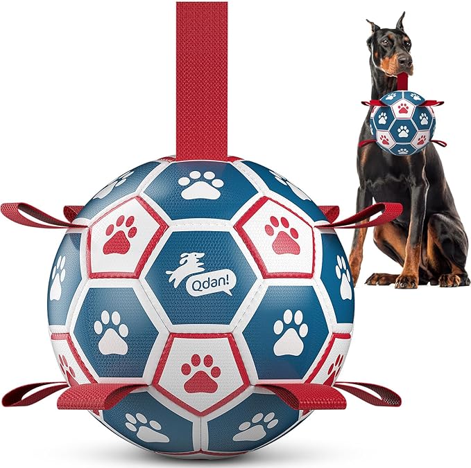 QDAN Small Dog Toys, Outdoor Indoor Toys to Keep Them Busy, Dog Soccer Ball