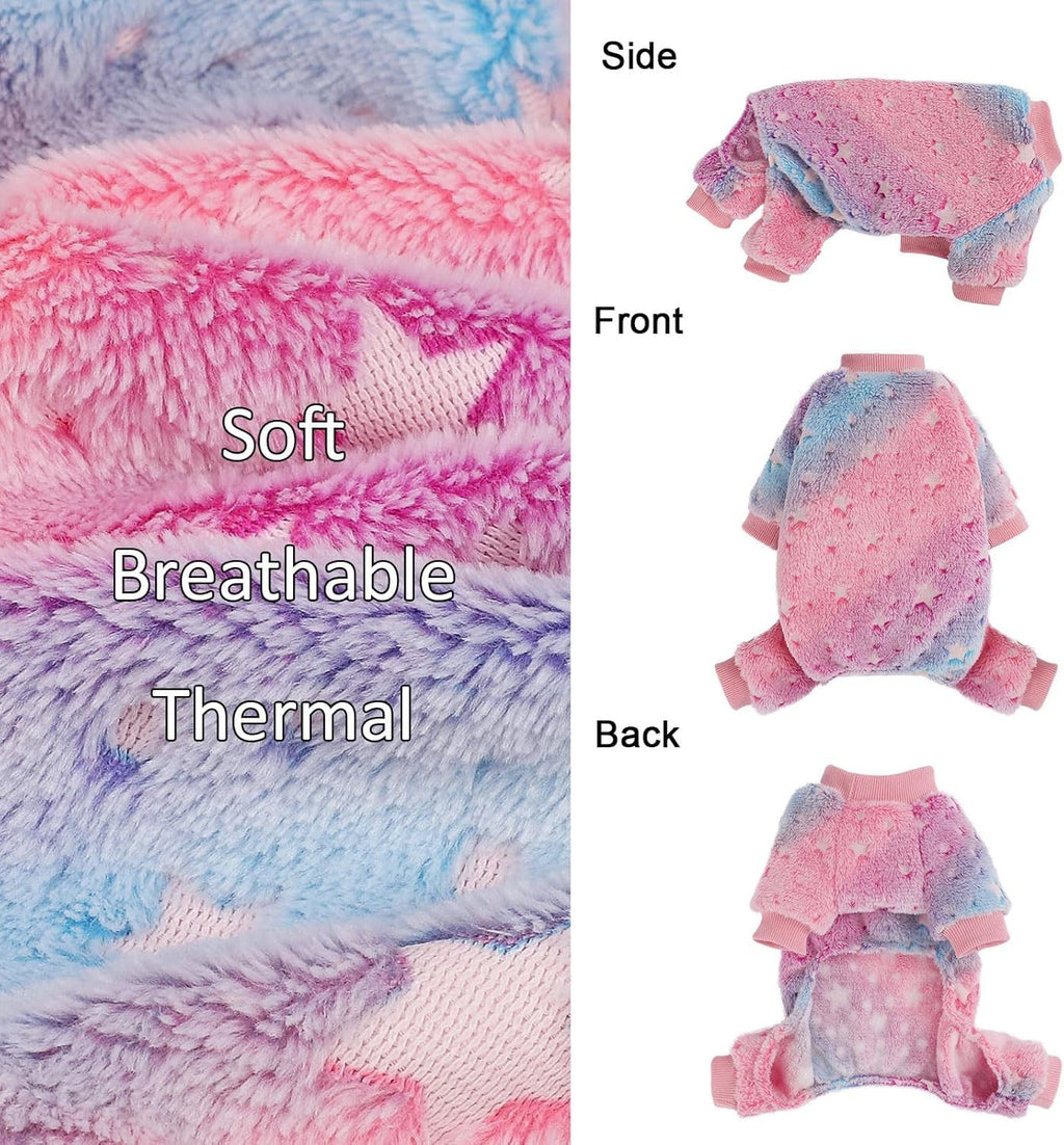 Fleece Pajamas for Small Dogs - Extra Small Puppy Clothes, Soft & Stretchy Dog Onesies - Cat & Chihuahua Yorkie Sizes XS