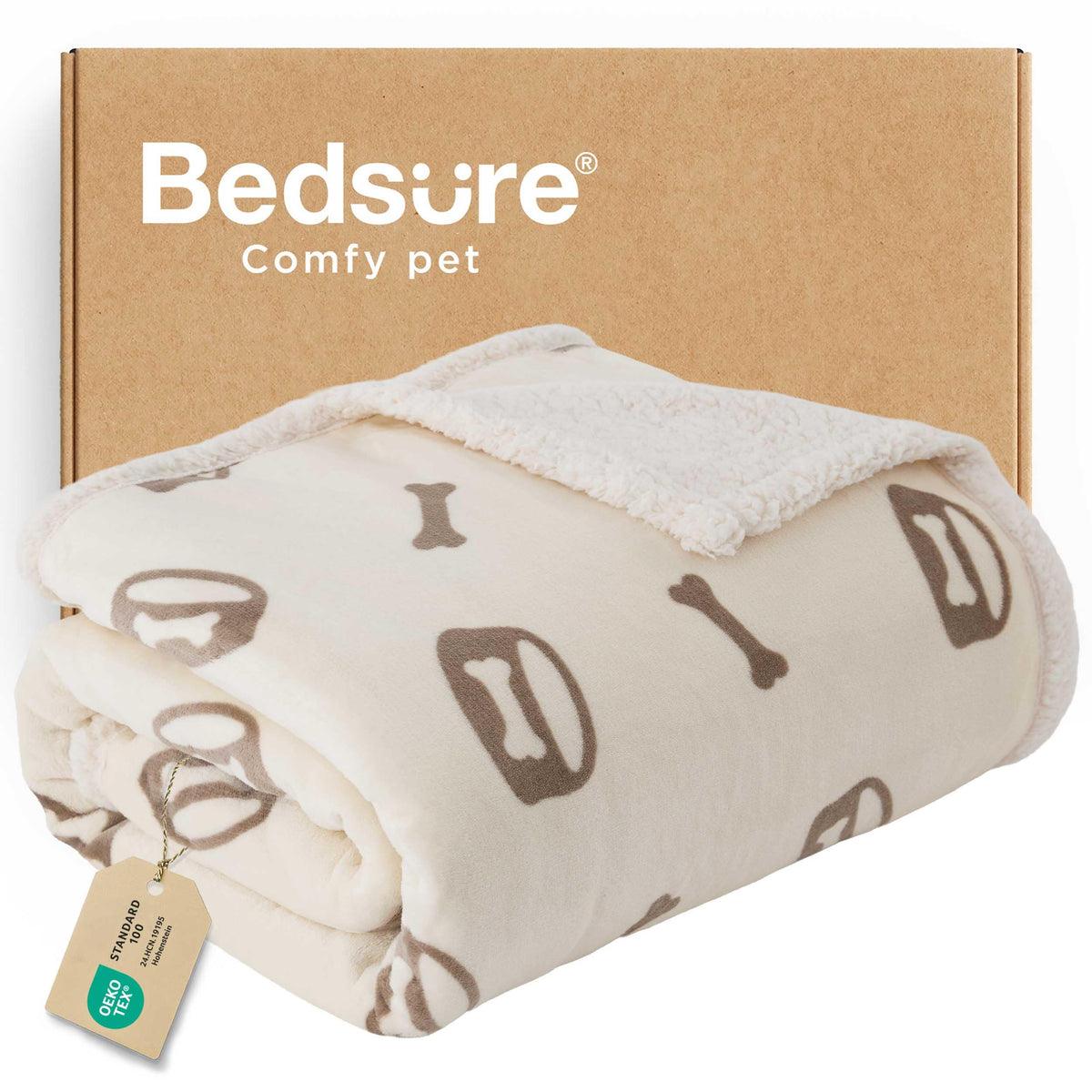Bedsure Waterproof Blanket for Bed Soft Sherpa Fleece Throw,King 108"x86"