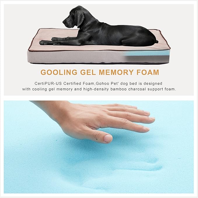 GOHOO PET Orthopedic Memory Foam Dog Bed, Cooling Dog Beds for Extra Large Dogs -Waterproof Pet Bed for Crate with Removable Washable Cover, XXL(47inch,110Lbs)