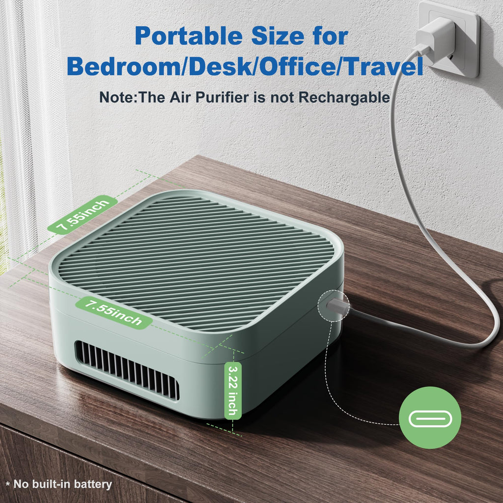 TDBYWAE Air Purifier for Bedroom, H13 True HEPA Filter, Ultra-Quiet