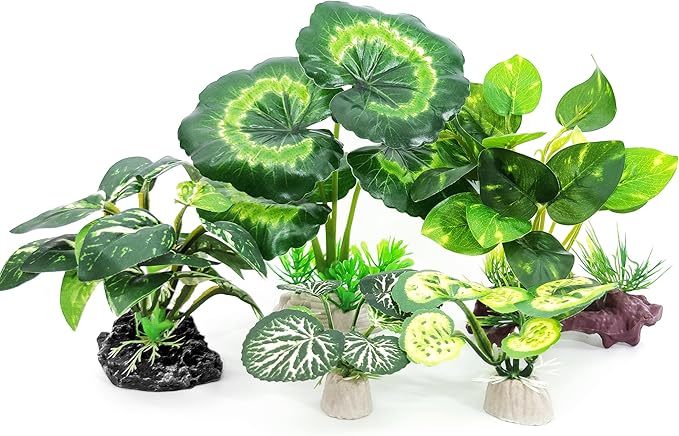Vtapliea Betta Fish Tank Accessories 7 Pack Silk Aquarium Plants Decoration Artificial Fish Tank Plants Set for Aquariums Decor