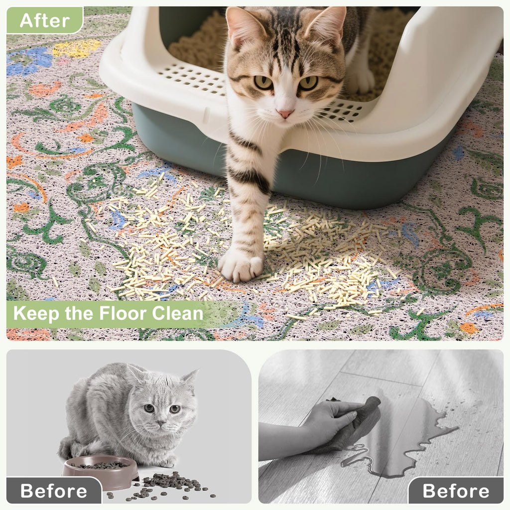 Bienbee Cat Litter Mat, 33" x 22" Dense Trapping Mesh for Litter Boxes