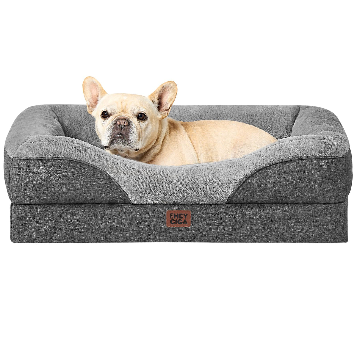 EHEYCIGA Orthopedic XL Dog Bed for Large Dog, Memory Foam Dog Couch, Beige