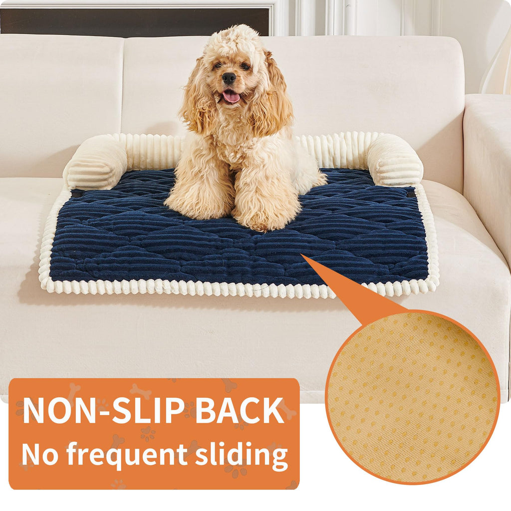 HAOMAIJIA Dog Couch Bed for Large Dogs, Non Slip Pet Couch Covers for Sofa Thick Soft Washable Dog Couch Cover Protector All Seasons Universal Dogs and Cats Bed Mat (Navy Blue, Large)