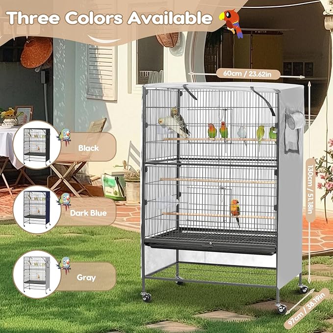 Bird Cage Cover, Large Birds Cage Covers for Night, Birds Cover for Cage with Adjustable Front Curtain, Blackout & Breathable Birdcage Covers for Parrot, Small Animals(Not Include Bird Cage)