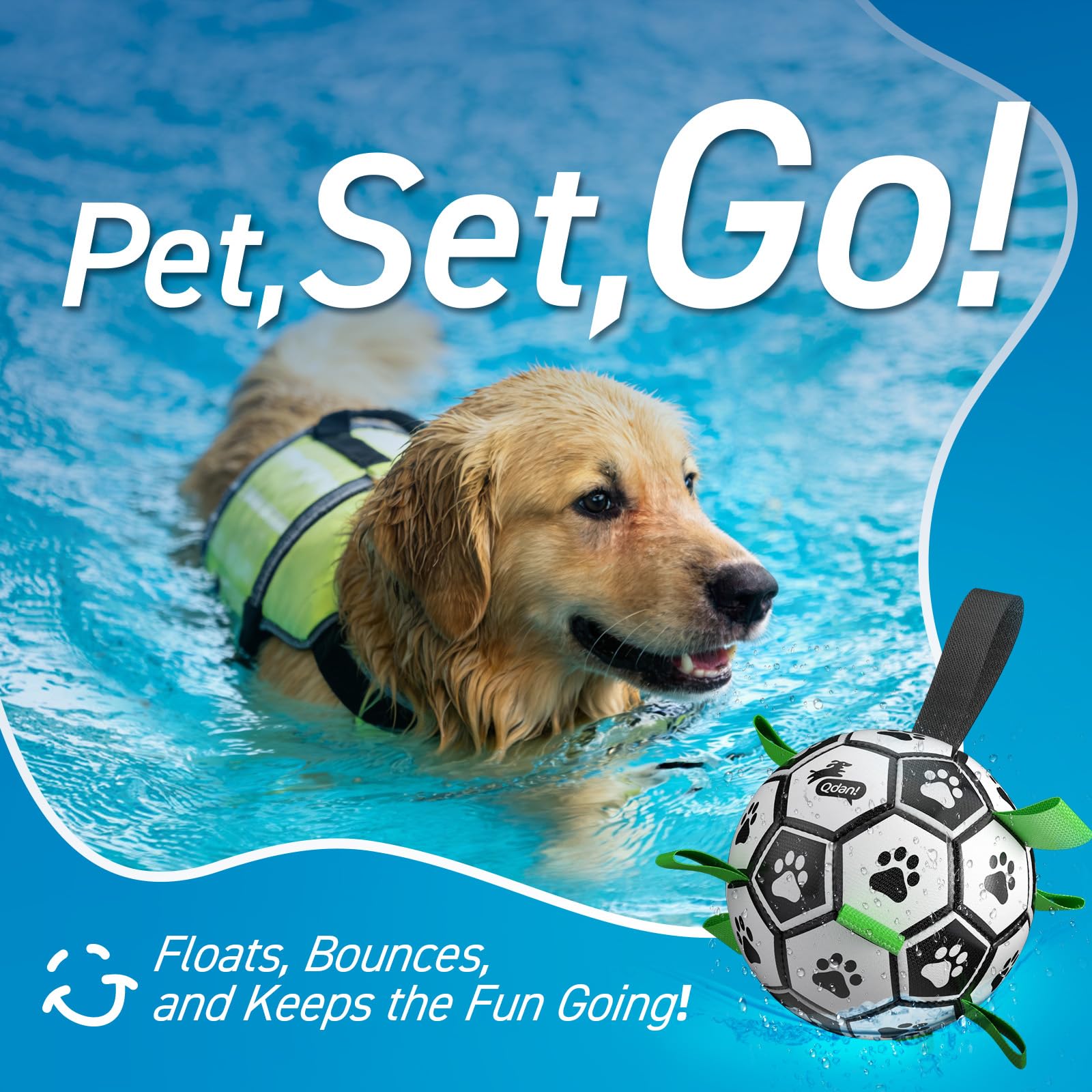 QDAN Dog Soccer Balls Toy with Bell Inside, Squeaky Ball for Large Dogs