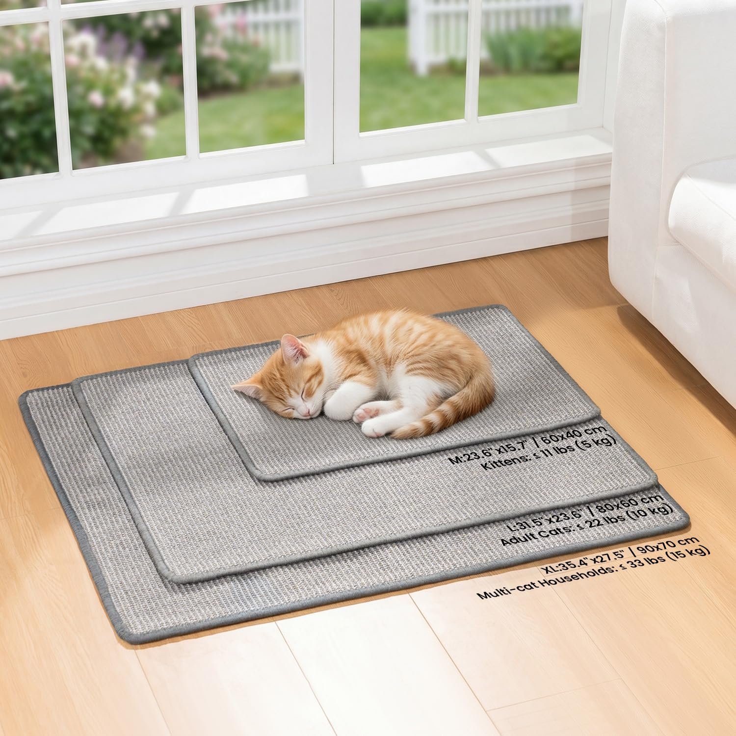 Conlun 2-Pack Cat Scratching Pads, 23.6x31.5in Sisal Wall & Couch Protector