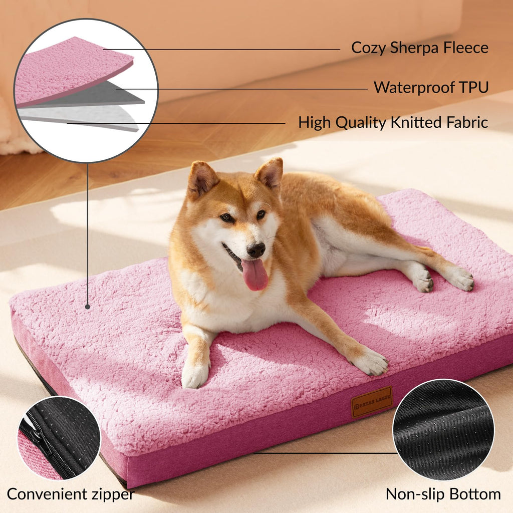 Patas Lague Orthopedic Large Dog Bed Washable Pet Sofa Mat 42''X28'' Pink