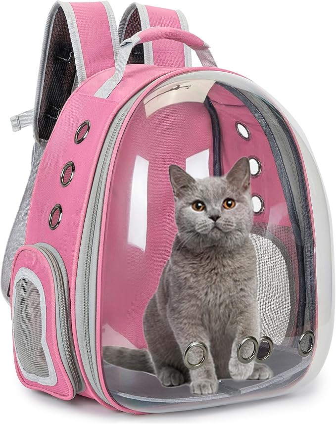 Cat Bubble Backpack Carrier for Small Medium Dogs Cats Carrying Bag, Airline Approved Pet Travel Carrying Bag Dog Hiking Walking Outdoor Backpack (Orange)