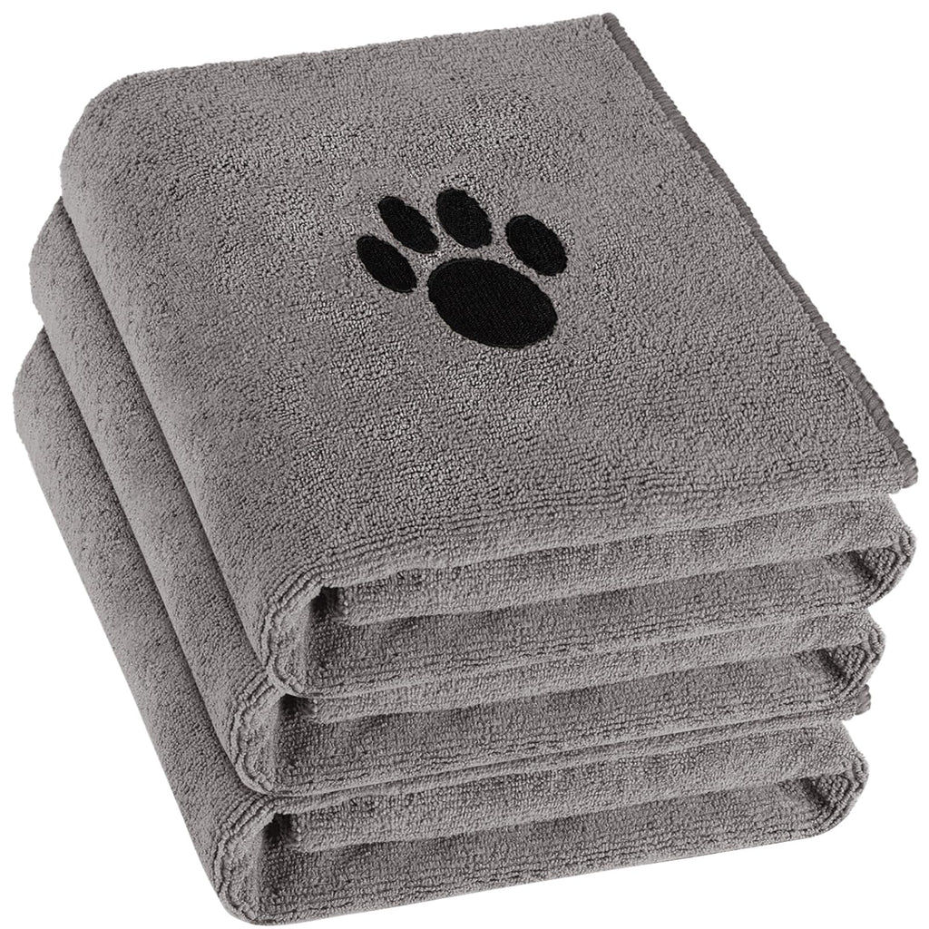 Puomue 3 Pack Microfiber Dog Towels for Drying Dogs, Super Absorbent and Soft Pet Grooming Towel, 40 Inch X 23.6 Inch, Perfect Dog Drying Towels for Large, Medium or Small Dogs, Grey