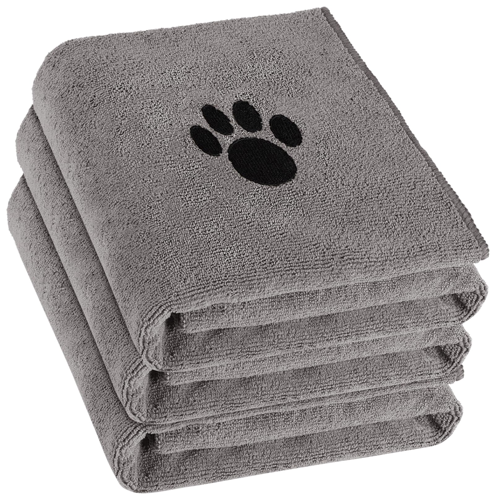 Puomue 3 Pack Microfiber Dog Towels for Drying Dogs, Super Absorbent and Soft Pet Grooming Towel, 40 Inch X 23.6 Inch, Perfect Dog Drying Towels for Large, Medium or Small Dogs, Grey