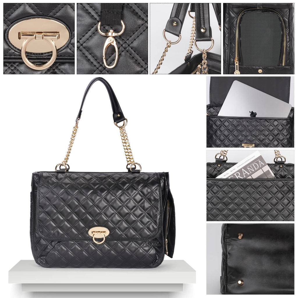 Fashion Pet Carrier Dogs Cat Small Animals Purse Bag, Leather Pet Carriers Dog Puppy Kitten Tote Travel Handbag TSA Airline-Approved