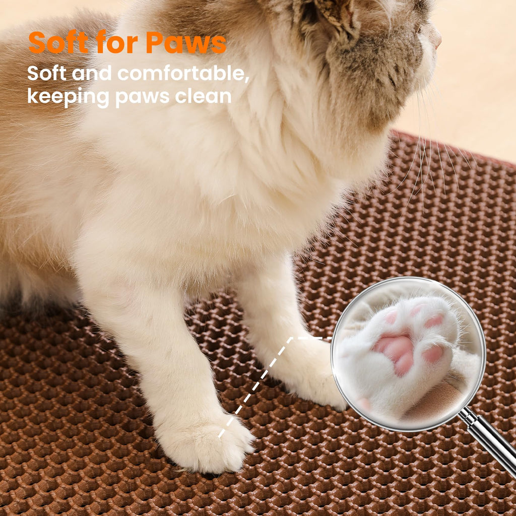 Petinstinct Extra Large Cat Litter Mat, Double Layer Honeycomb, Brown