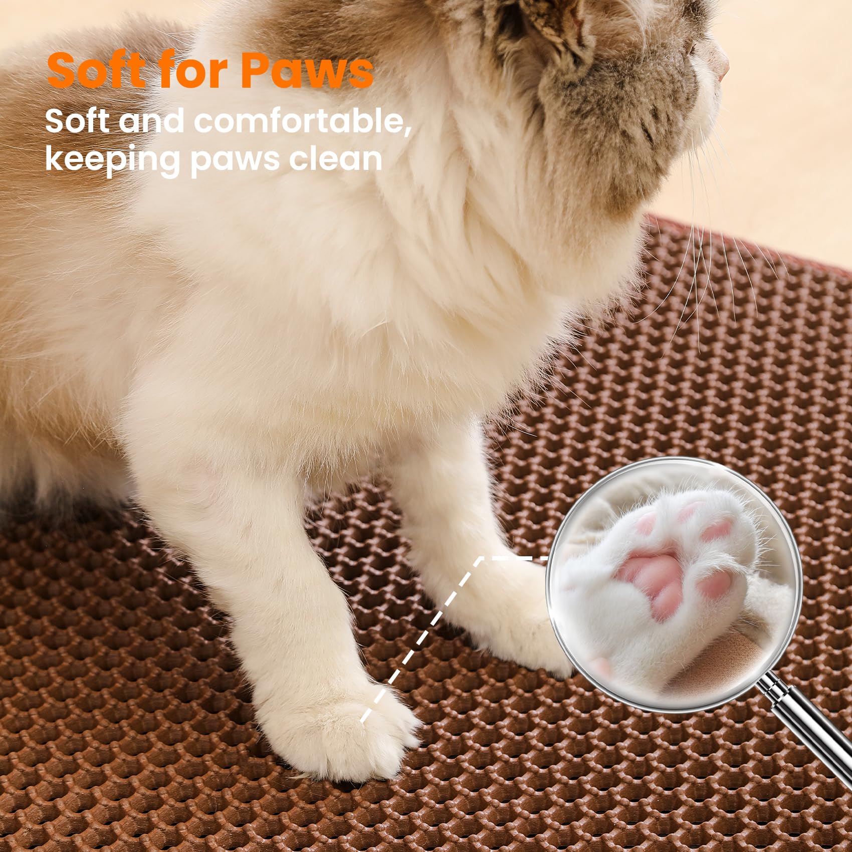 Petinstinct Extra Large Cat Litter Mat, Double Layer Honeycomb, Brown