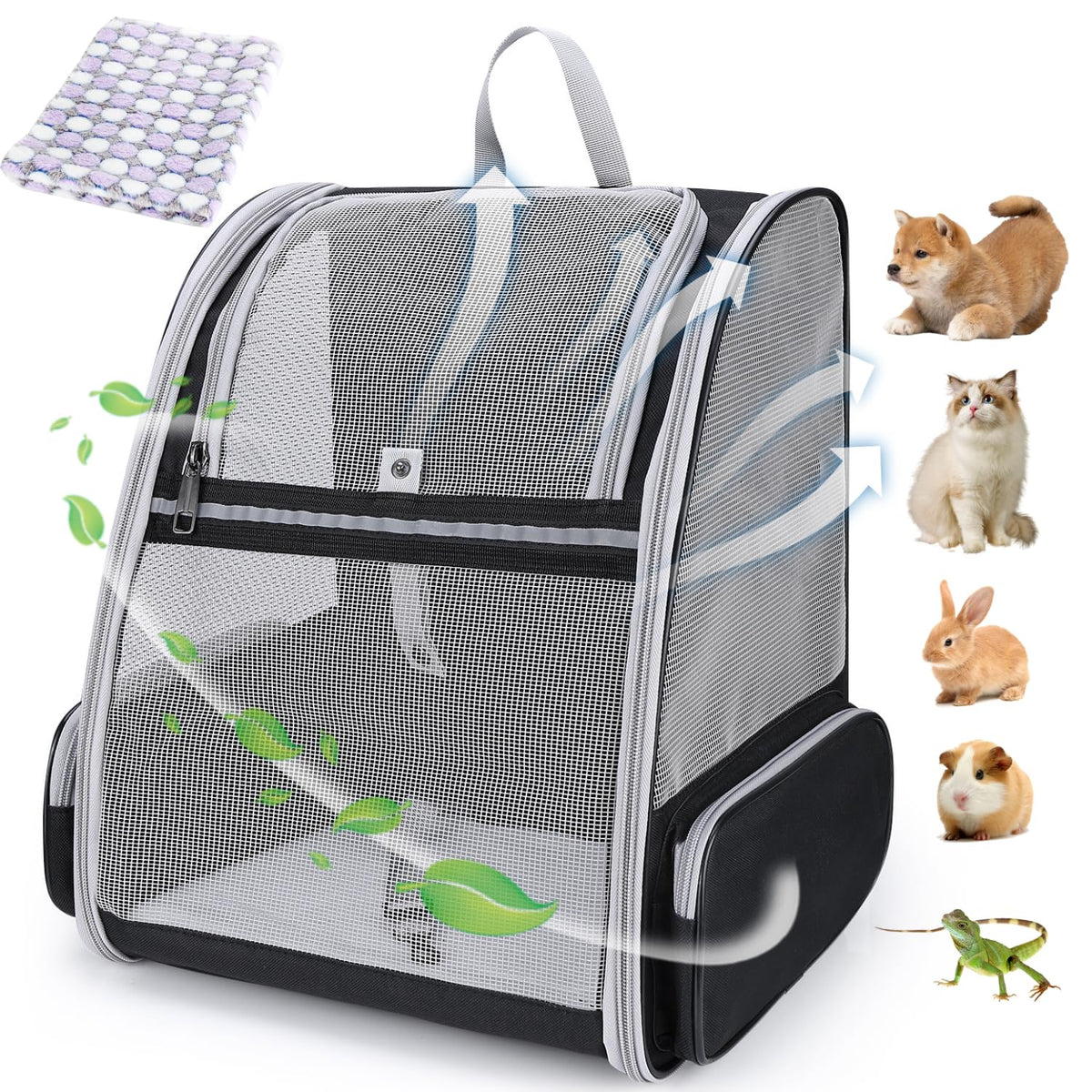 Lollimeow Cat Backpack Carrier, Ideal for Small Animals & Puppies, Airline Approved,Safe for Travel, Hiking, Vet Transport & Outdoor Use Fully Ventilated Design for Ultimate Comfort On-the-Go
