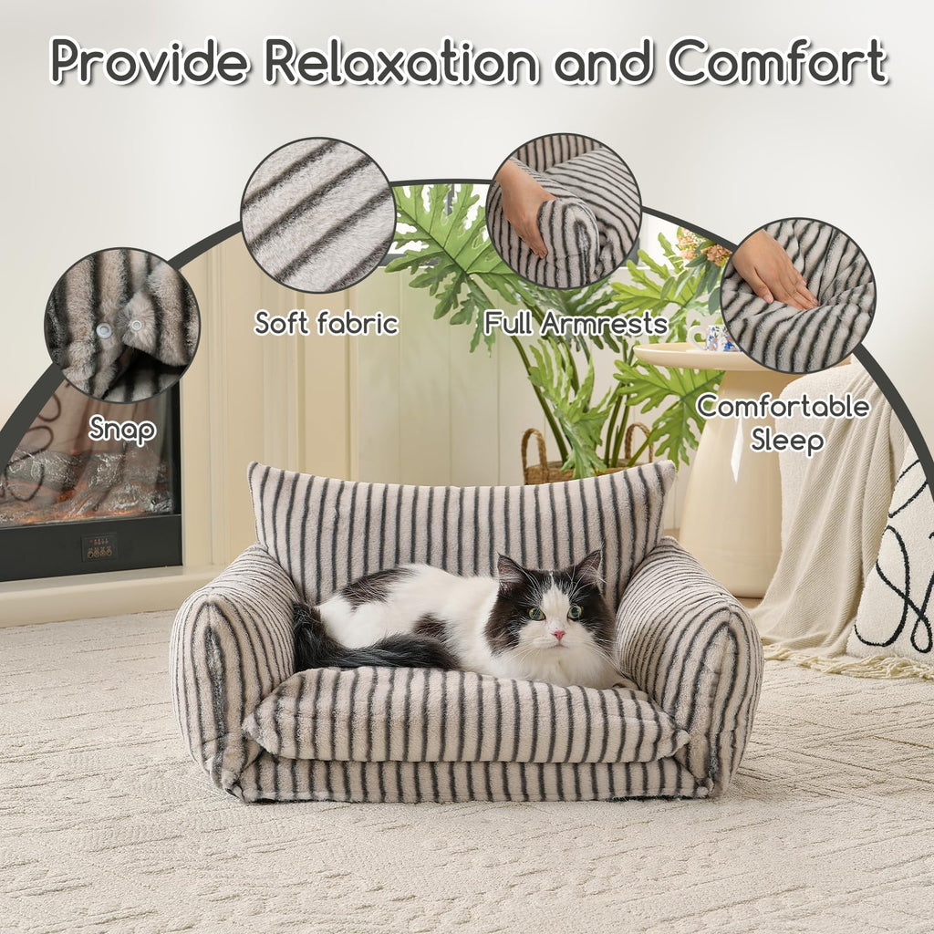 Hollypet Cat Bed Small Dog Orthopedic Couch Beds for Pets up to 20 lbs