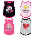 Pistha 4 Pack Dog Shirts Summer Printed Puppy Clothes Cute Sleeveless Pet T Shirts Dog Clothes for Small Medium Dogs Cats Girl(S)
