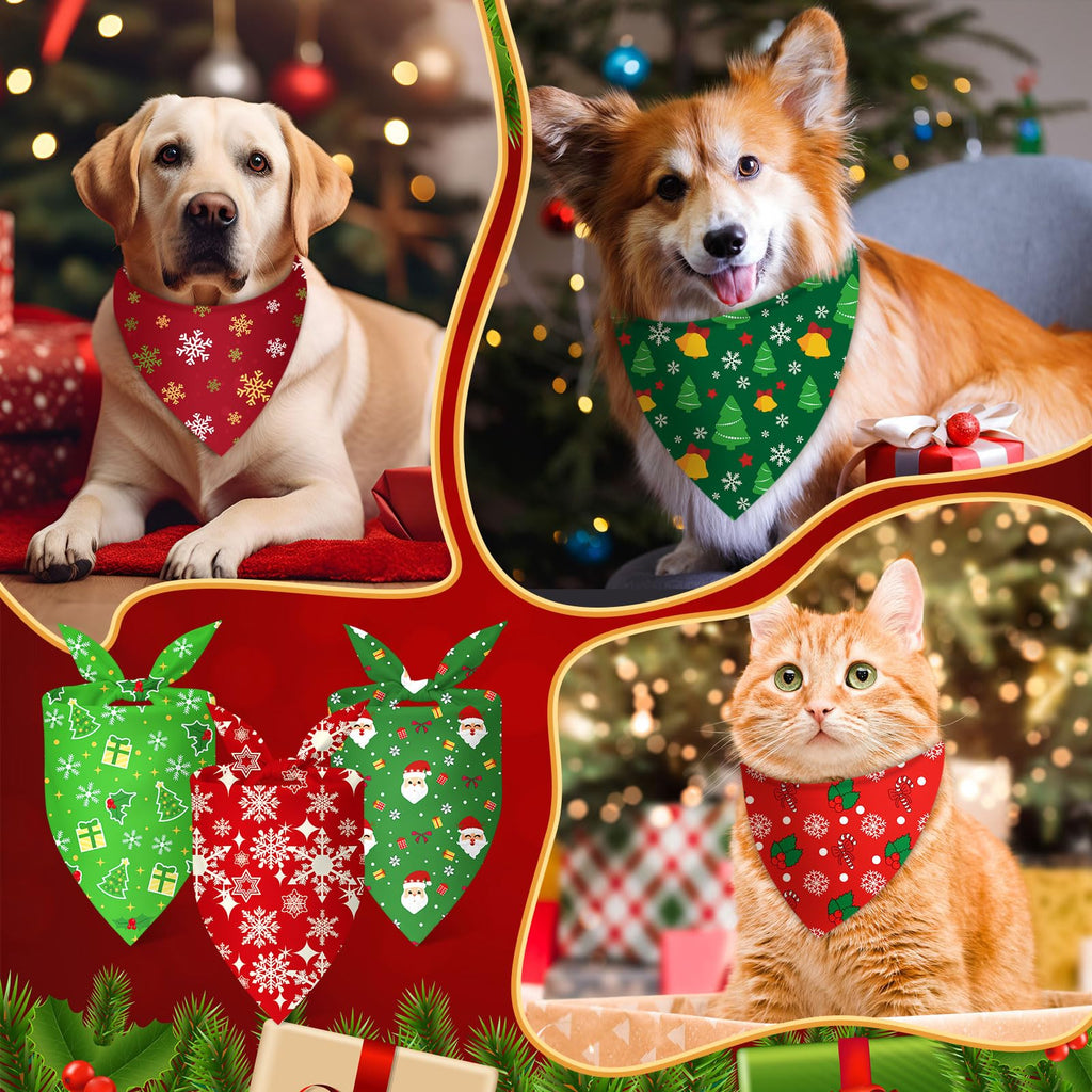Jeere 200 Pcs Dog Bandanas Bulk, Red & Green Triangle Dog Kerchiefs for Small Medium Large Dogs, Reusable Pet Scarves for Groomers, Pet Shops, Parties & Photo Props, 25 Styles