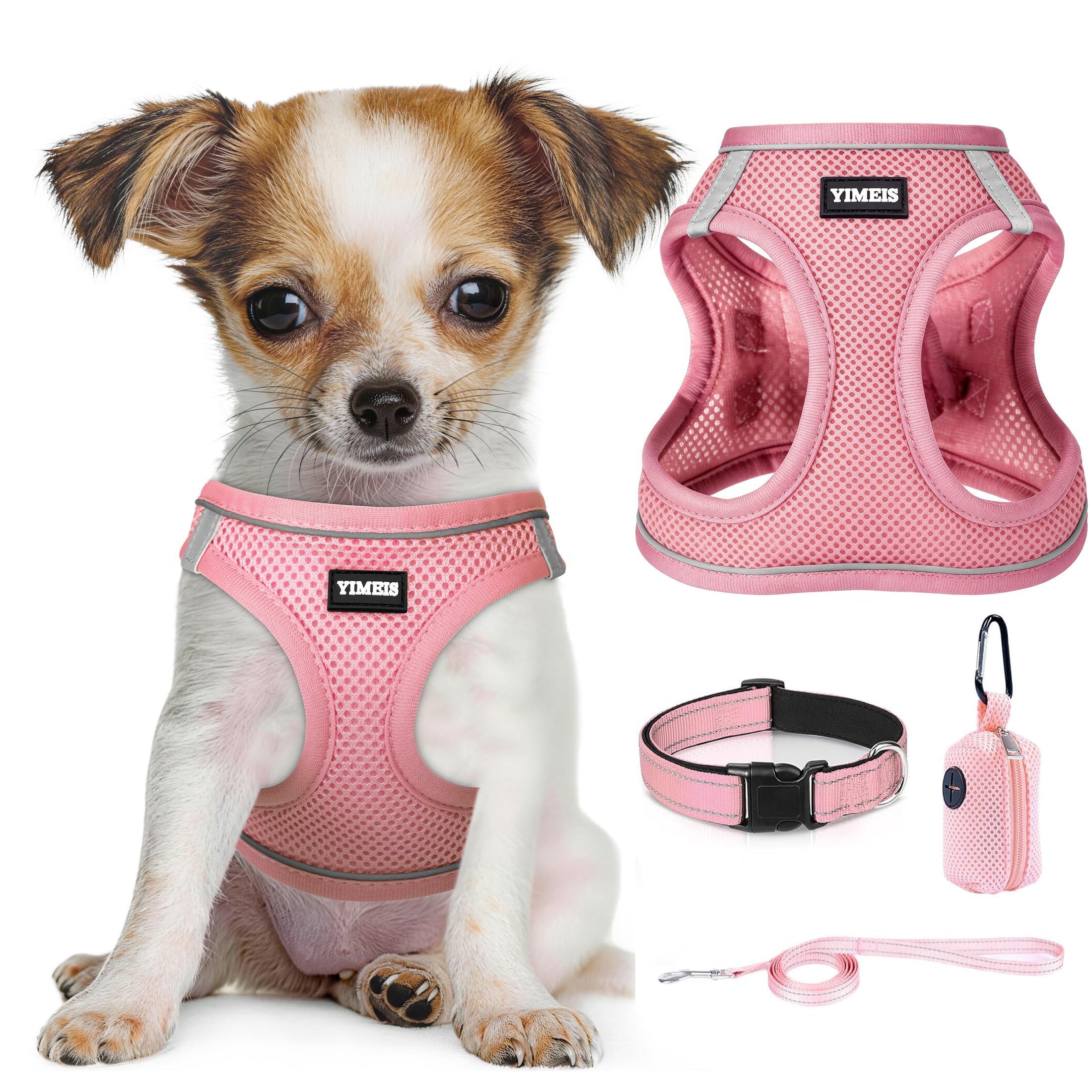 No Pull Dog Puppy Harness and Leash Set Reflective Mesh Vest Small