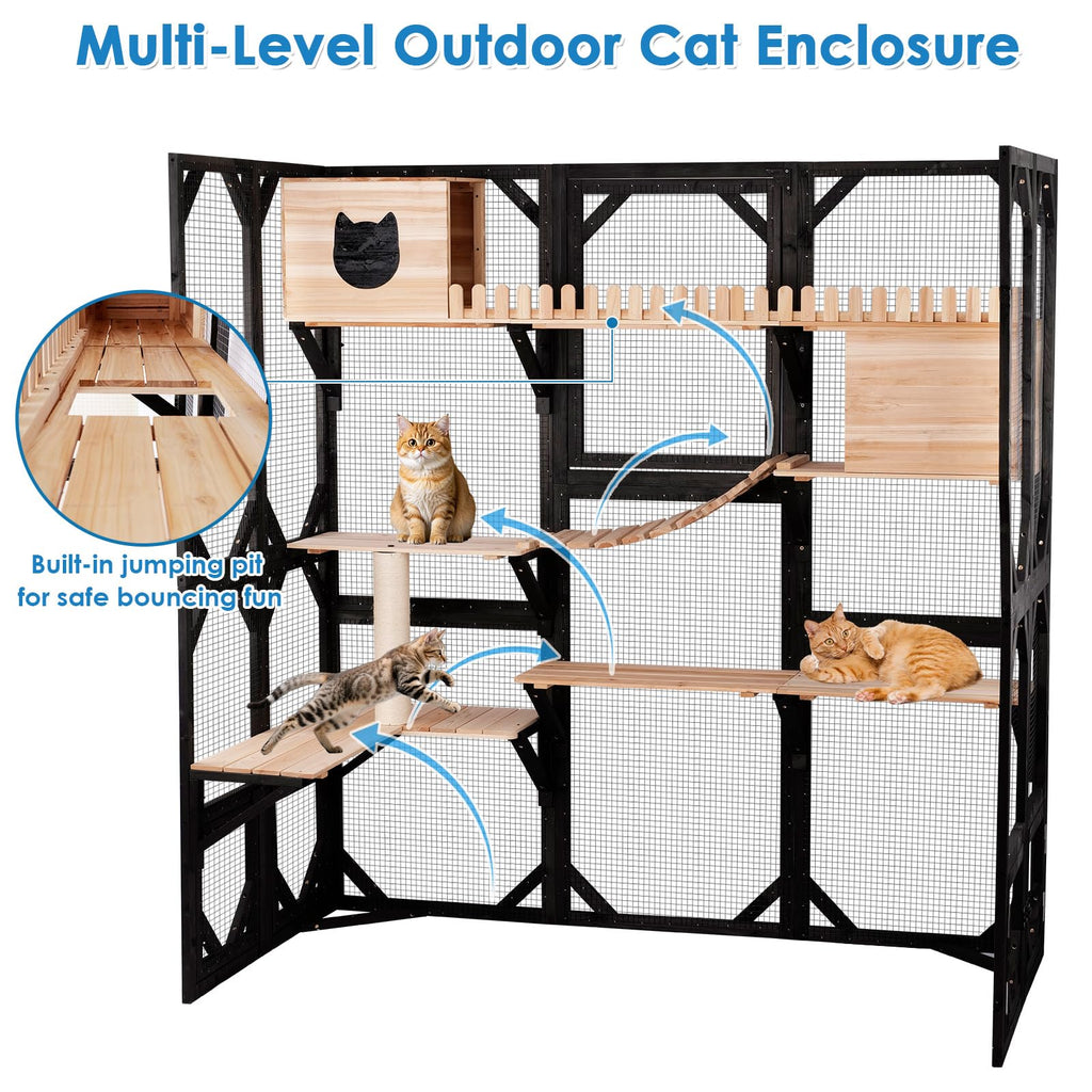 Catio Outdoor Cat Enclosure Window Access Walk-in Indoor Cat Cage Patio 71"