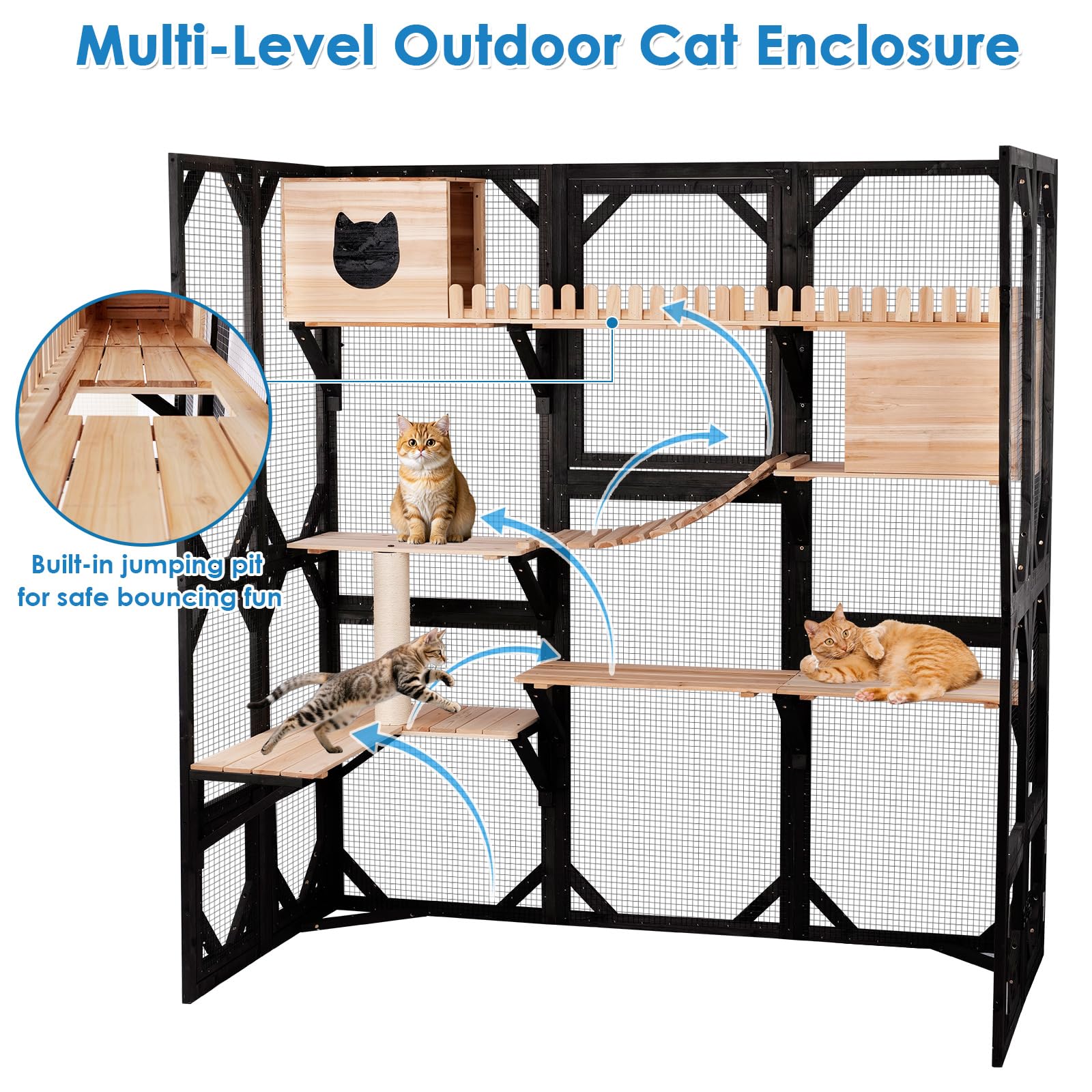 Catio Outdoor Cat Enclosure Window Access Walk-in Indoor Cat Cage Patio 71"