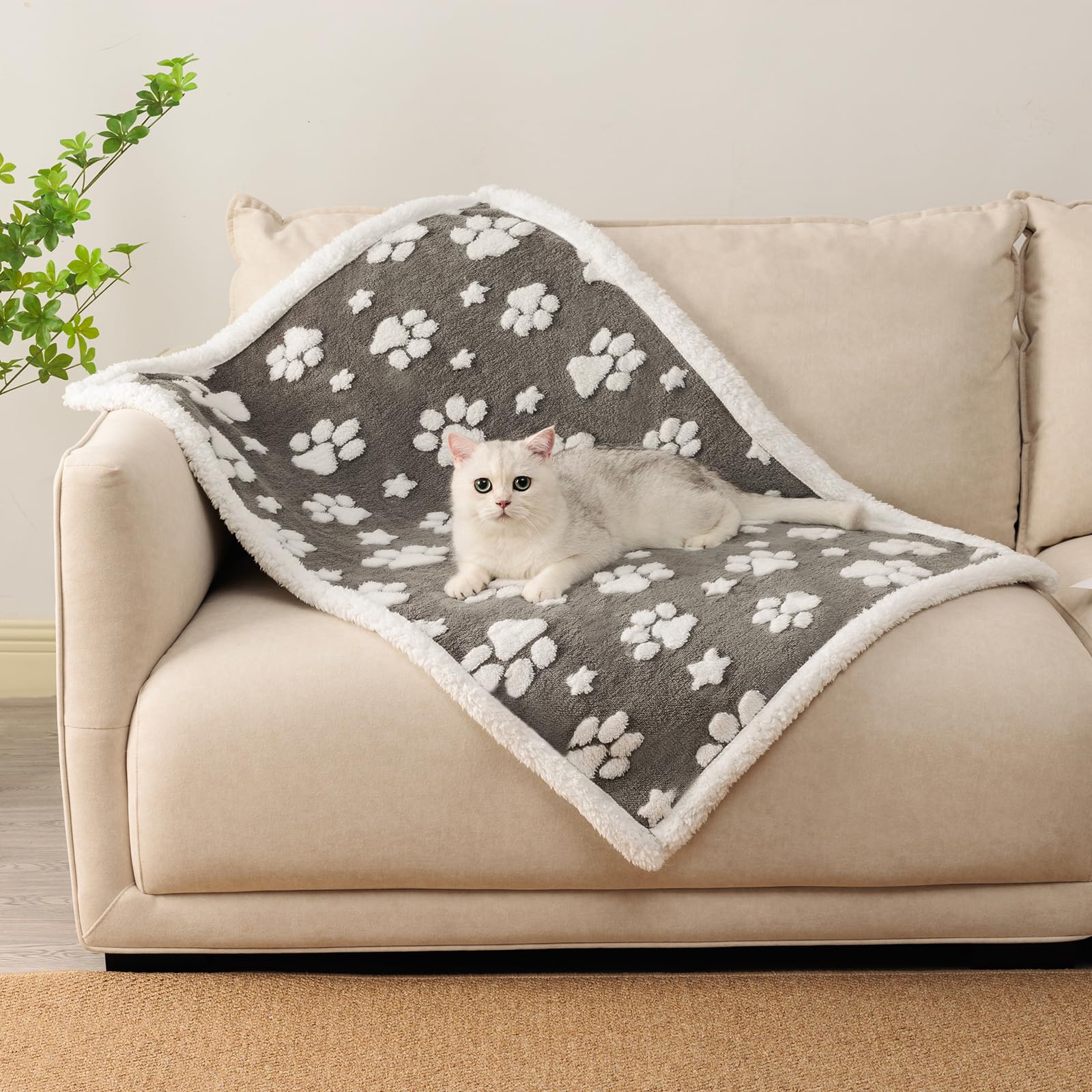Yaning Cute Waterproof Blanket for Dog Puppy Cat, 30"x40", Grey