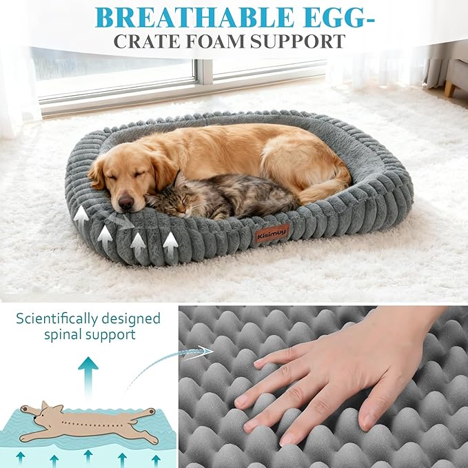 KISIMUY Orthopedic Dog Bed, Memory Foam Bolster Bed for Large Sized Dog